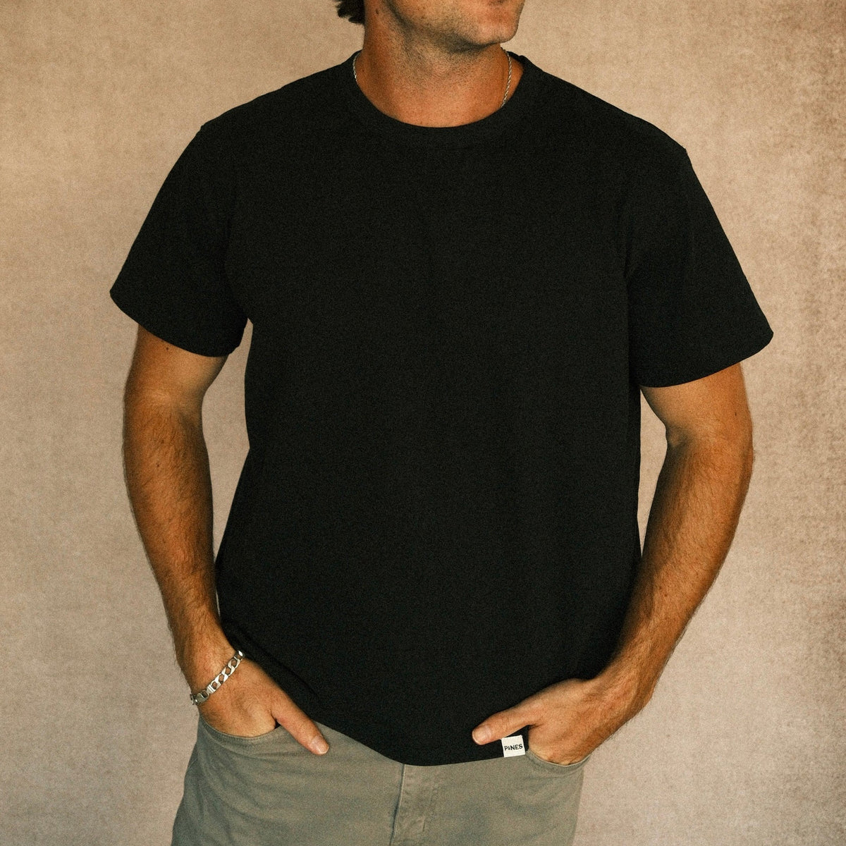 Short-Sleeve Cotton Tee - Black